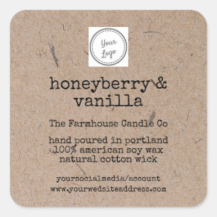 Add your logo Kraft Background Soy Candle Square Sticker