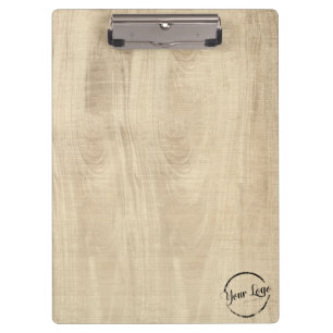 Add your logo light woodgrain clipboard