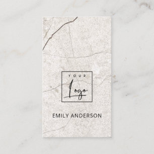 ADD YOUR LOGO MINIMAL BEIGE MARBLE STONE TEXTURE BUSINESS CARD
