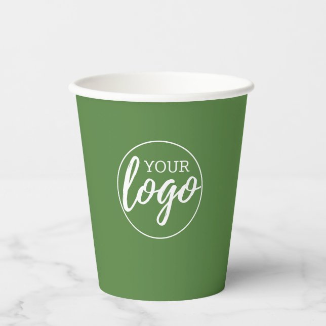 Add Your Logo - minimal design - green Paper Cups (Front)