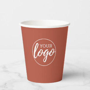 Add Your Logo - minimal design - terra cotta Paper Cups