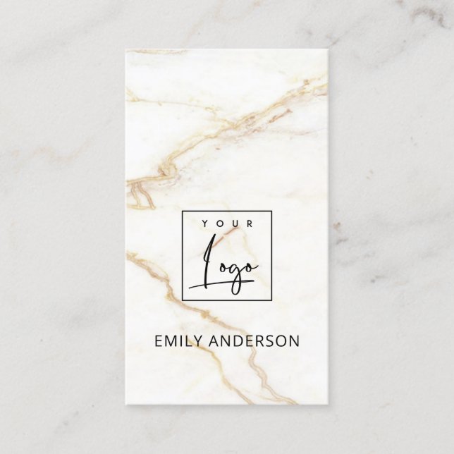 ADD YOUR LOGO MINIMAL MARBLE TEXTURE PROFESSIONAL BUSINESS CARD (Front)