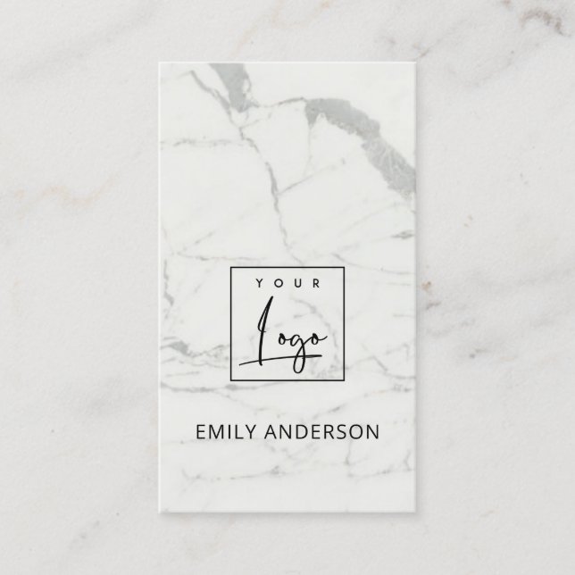 ADD YOUR LOGO MINIMAL MARBLE TEXTURE PROFESSIONAL BUSINESS CARD (Front)
