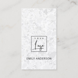 ADD YOUR LOGO MINIMAL SOFT RUSTIC TERRAZZO TEXTURE BUSINESS CARD