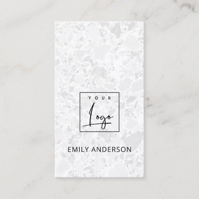 ADD YOUR LOGO MINIMAL SOFT RUSTIC TERRAZZO TEXTURE BUSINESS CARD (Front)