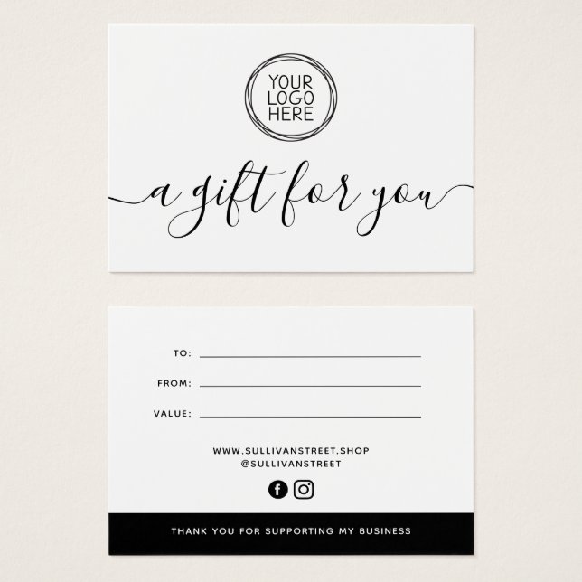 Add Your Logo Minimalist Gift Certificate (Front & Back)