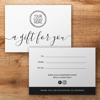 Add Your Logo Minimalist Gift Certificate Card