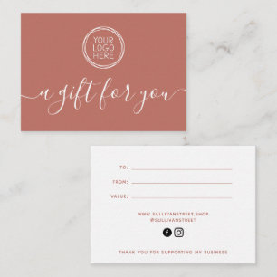 Add Your Logo Minimalist Gift Certificate Note Car Card
