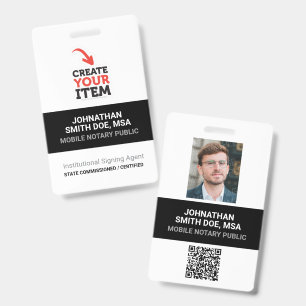 Add your Logo Mobile Notary Public QR Code ID Badge