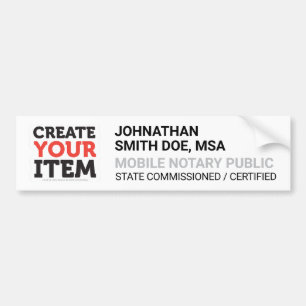 Add your Logo Mobile Notary Public Signing Agent Bumper Sticker