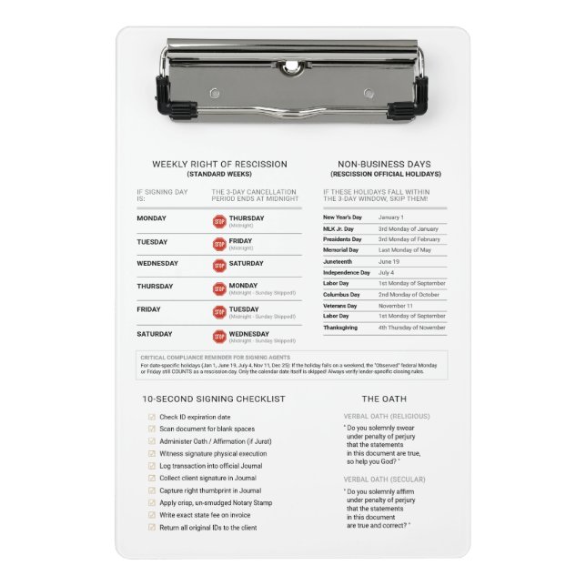 Add your Logo Mobile Notary Reference Signing ligh Mini Clipboard (Front)