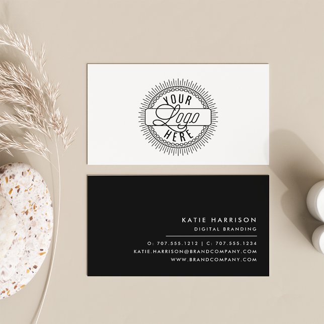 Add Your Logo | Modern Black and white Business Card (Creator Uploaded)