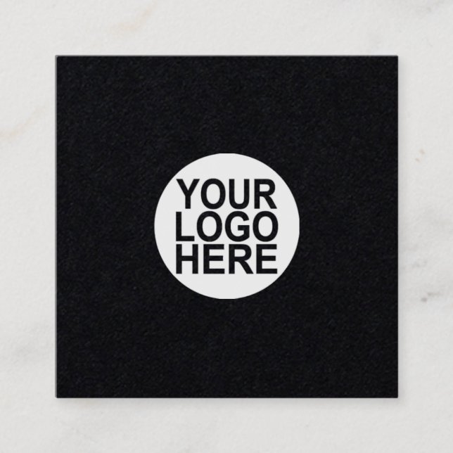 Add Your Logo Modern Black and white Square Business Card (Front)
