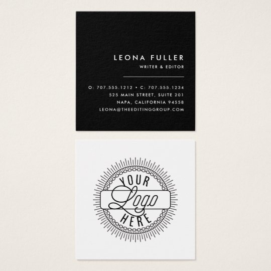 Add Your Logo | Modern Black and White Square Business Card