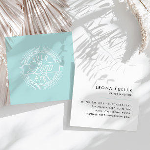 Add Your Logo Modern Black, White and Sea Square Business Card