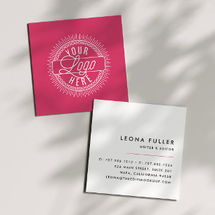 Add Your Logo   Modern Black, White & Fuchsia Square Business Card