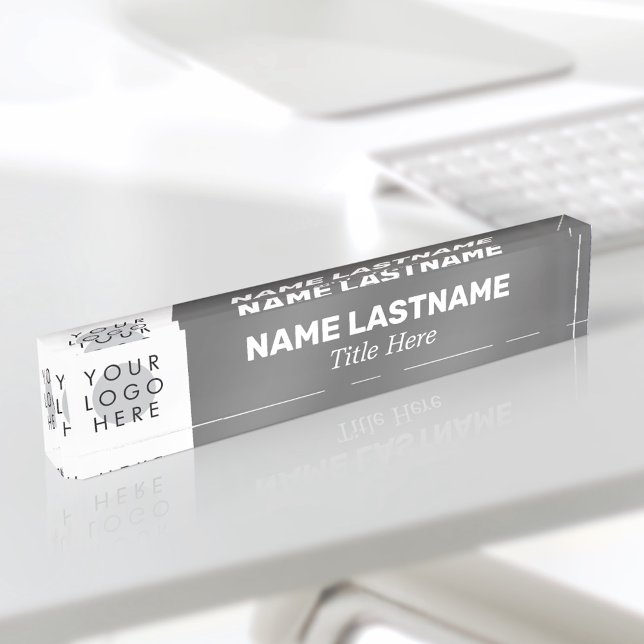 Add Your Logo Modern Bold Name Title Simple Grey Nameplate (Creator Uploaded)