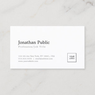 Add Your Logo Modern Elegant White Simple Design Business Card