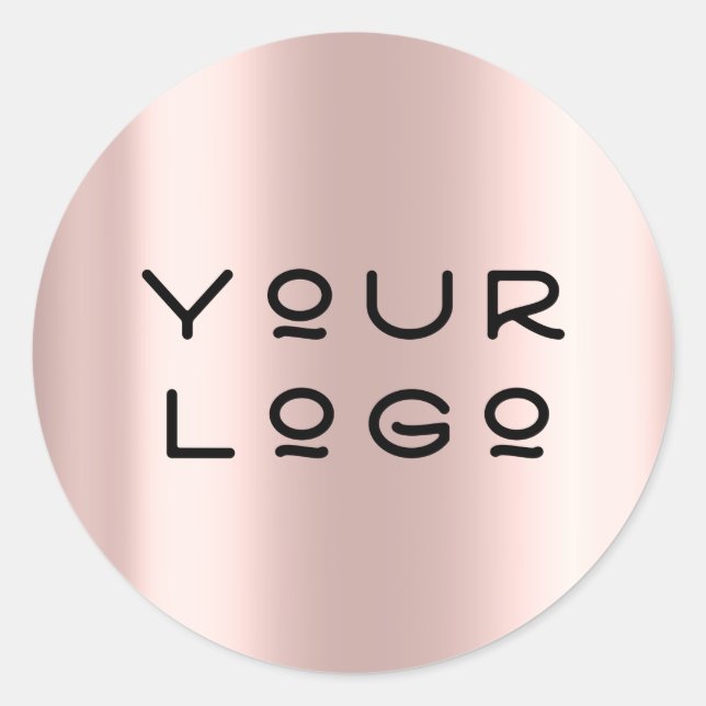 Add Your Logo Modern Metallic Minimalism Rose Classic Round Sticker (Front)