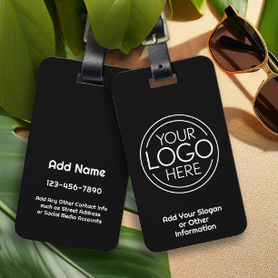Add Your Logo Modern Minimalist Professional Black Luggage Tag