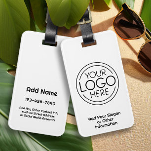 Add Your Logo Modern Minimalist Professional White Luggage Tag