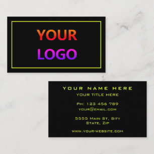 Add Your Logo - Modern Professional Black & Yellow Business Card
