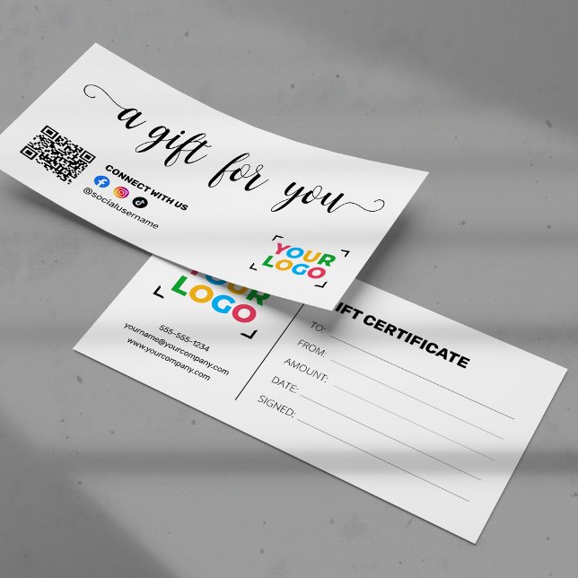 Add Your Logo Modern Qr Code Gift Certificate (Creator Uploaded)