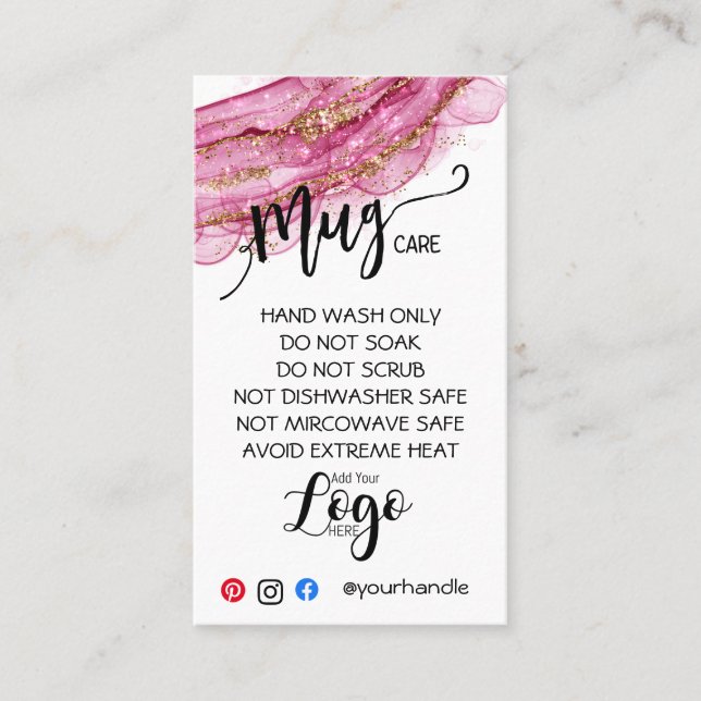 ADD YOUR LOGO mug CARE CARDS vinyl business (Front)