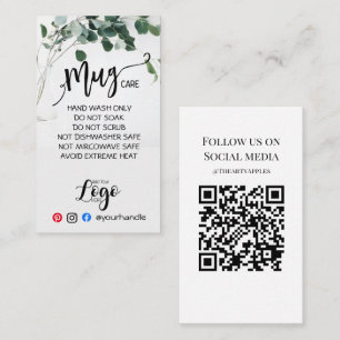 ADD YOUR LOGO mug CARE vinyl business eucalyptus Business Card