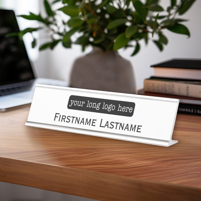 Add Your Logo, Name, Professional Title Desk Name Plate (Custom Name Plate - Executive Desk Sign with Name and title or other text)