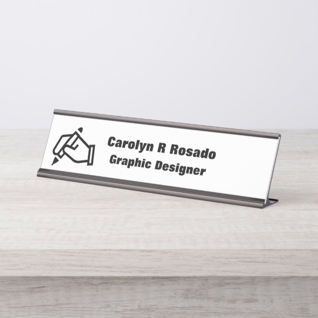Add Your Logo, Name & SilverDesign-Desk Name Plate (Front)