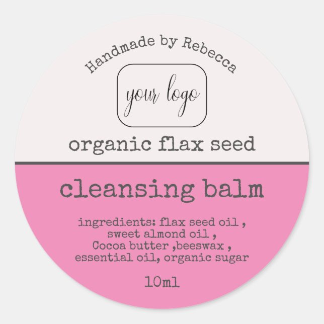  Add Your Logo Natural Beauty  Pink Products Label (Front)