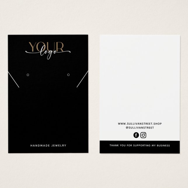 Add Your Logo Necklace Earrings Display Card (Front & Back)
