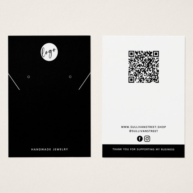 Add Your Logo Necklace Earrings Display Card (Front & Back)