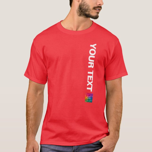 Add Your Logo Or Photo Template Mens Christmas Red T-Shirt (Front)