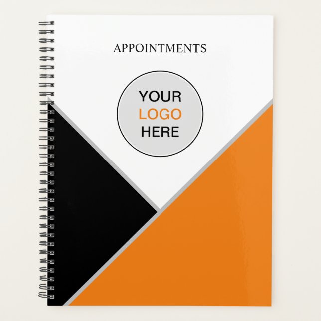 Add Your Logo Orange Black White Appointment Book Planner (Front)
