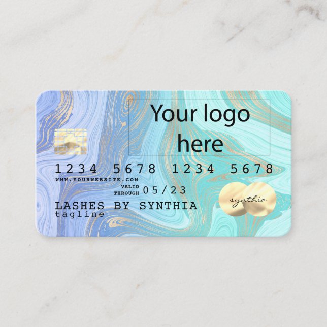 add your logo pastel unicorn liquid Credit Card (Front)