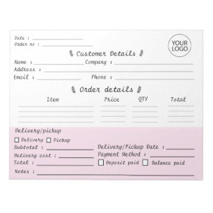 Add Your Logo Pastry Cupcake Bakery Order Form     Notepad