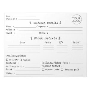 Add Your Logo Pastry Cupcake Bakery Order Form     Notepad