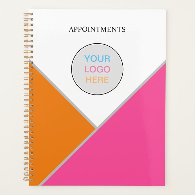 Add Your Logo Pink Grey Orange Appointment Book Planner (Front)