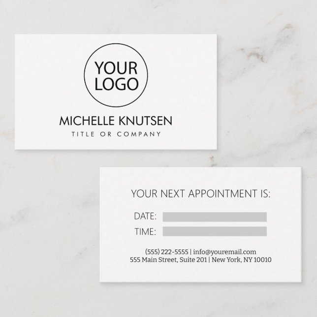  Add Your Logo Professional white Appointment Card (Front/Back)