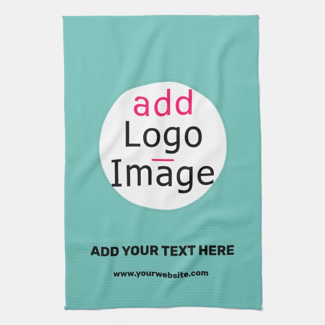 Add Your Logo Promo Customisable Fresh Mint Green Tea Towel (Vertical)