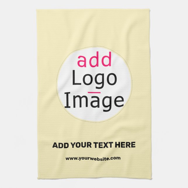 Add Your Logo Promo Customisable Vanilla Yellow Tea Towel (Vertical)