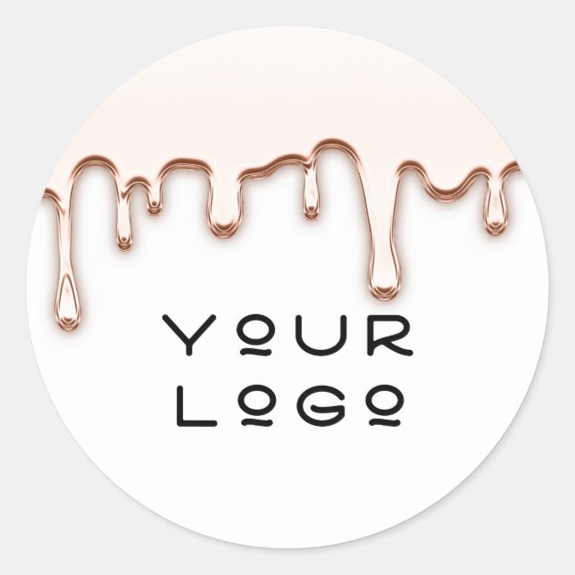 Add Your Logo Promotional Small Business Rose Drip Classic Round Sticker (Front)
