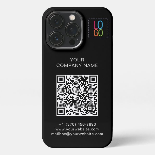 Add Your Logo QR Code Black and White Personalise iPhone Case (Back)