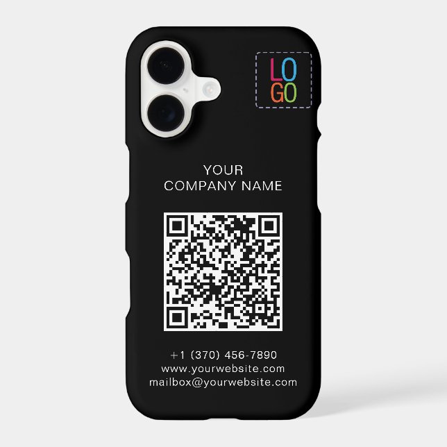 Add Your Logo QR Code Black and White Personalise iPhone Case (Back)