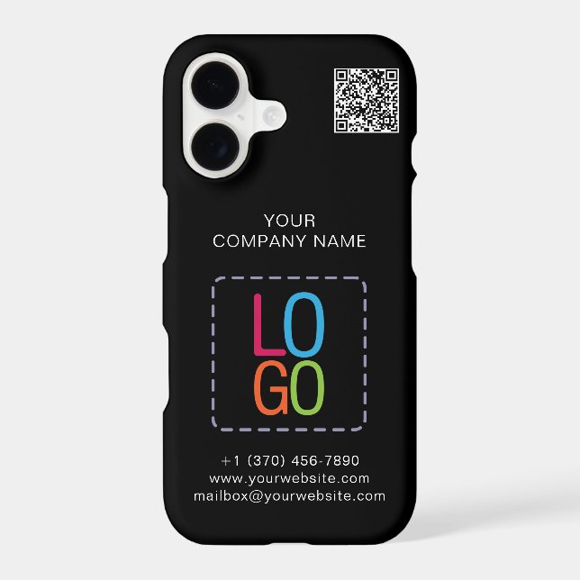 Add Your Logo QR Code Black and White Personalise  iPhone Case (Back)