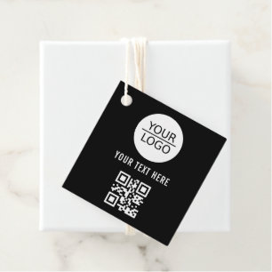 Add your Logo QR Code Custom Text Promotion Black Favour Tags