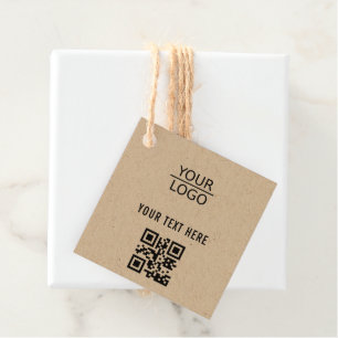 Add your Logo QR Code Custom Text Promotion Kraft Favour Tags