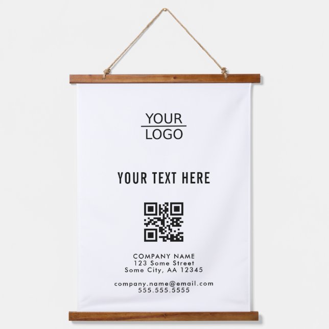 Add your Logo QR Code Text Company Promotion Hanging Tapestry (Front)